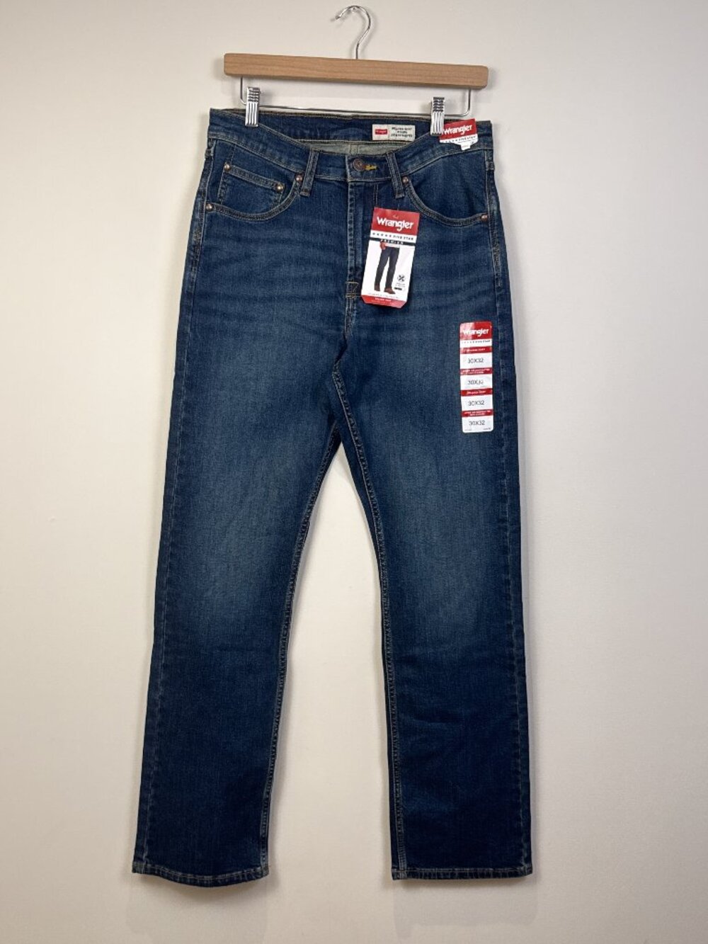 Wrangler Five Star Mens Relaxed Bootcut Jeans Stretch Dark Wash Denim 30x32